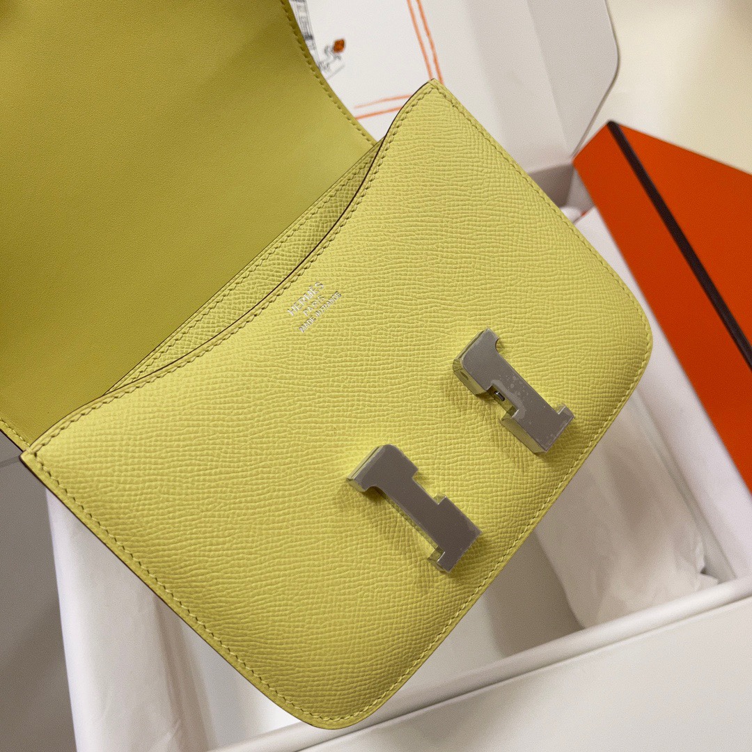 Hermes Constance 18 Mini Shoulder Bag In Lemon Yellow Epsom Leather